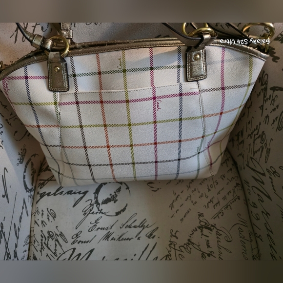 Coach Peyton Tattersall Tote In Used Condition With COA - Picture 10 of 17